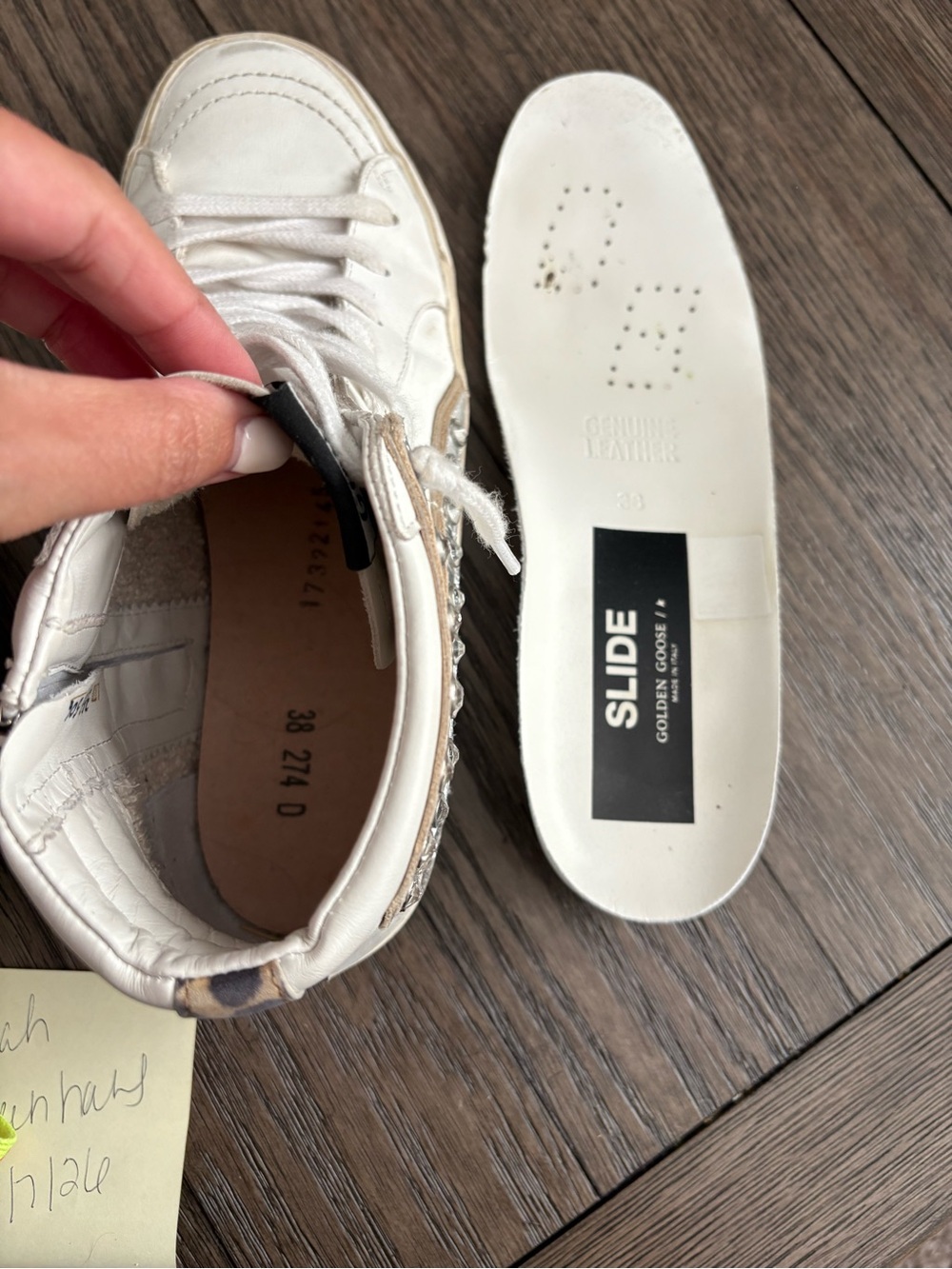 Golden Goose White Leather Low-Top Sneakers with Tan Accents - Picture 5 of 5